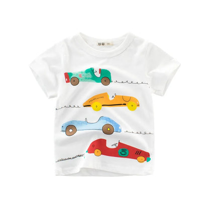 OLEKID 2025 Summer Stripe Children Boys T-shirts Printed Letter 2-8 Years Kids Little Boy Tops Short Sleeve Toddler Tees Clothes