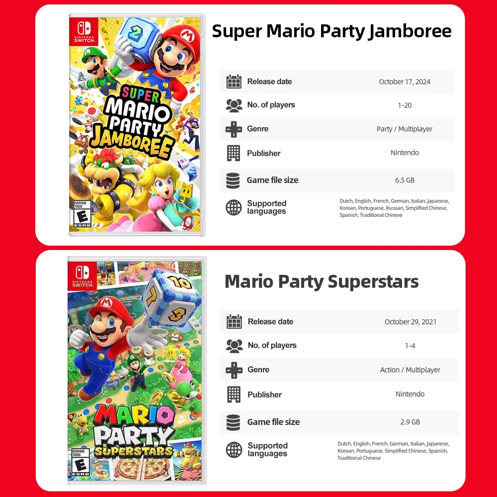 Mario Strikers Battle League Super Mario RPG Party Jamboree Nintendo Switch Game Card Deals Mario Party Superstars Tennis Aces