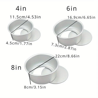 “1pc Layered Circular Cake Mold Set – 4/6/8in Non‑Stick Baking Pans with Detachable Bottom