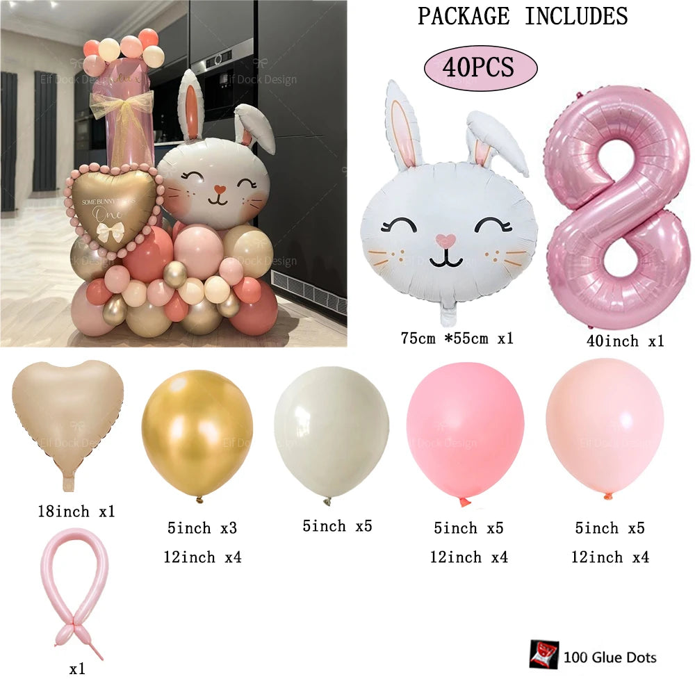 Easter Bunny Balloon with a Number for Kds Celebration