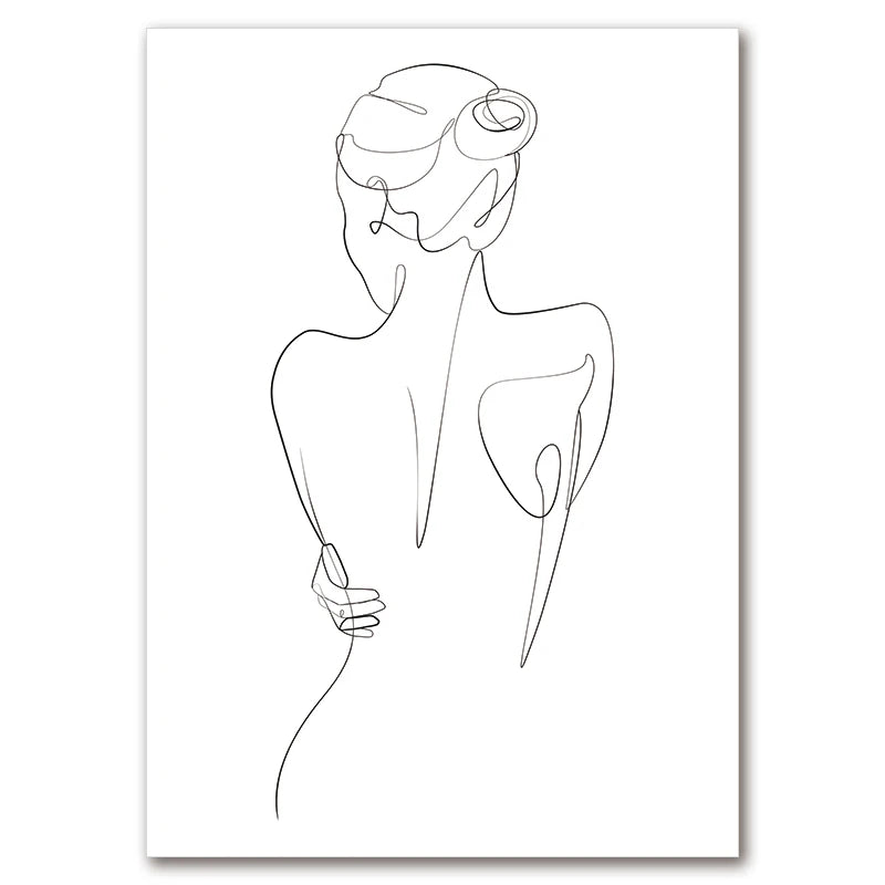 Sexy Female Body Art Print Naked Nude Canvas Poster Line Drawing Prints Abstract Woman Wall Art Painting Pictures Bedroom Decor