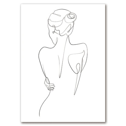 Sexy Female Body Art Print Naked Nude Canvas Poster Line Drawing Prints Abstract Woman Wall Art Painting Pictures Bedroom Decor