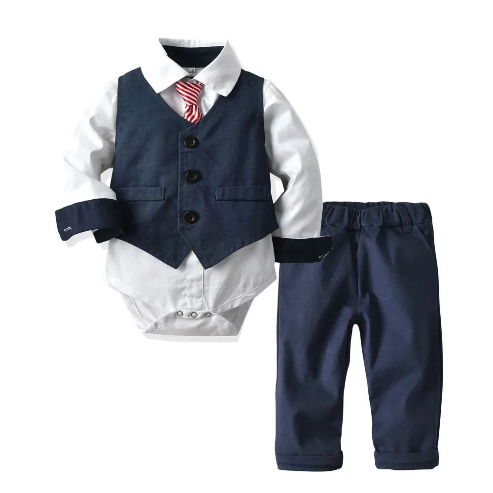 Kids Boys Formal Party Outfits Clothes Set Wedding Birthday Toddler Boy Gentleman Handsome Children Elegant Suit 1 2 3 4 5 Years