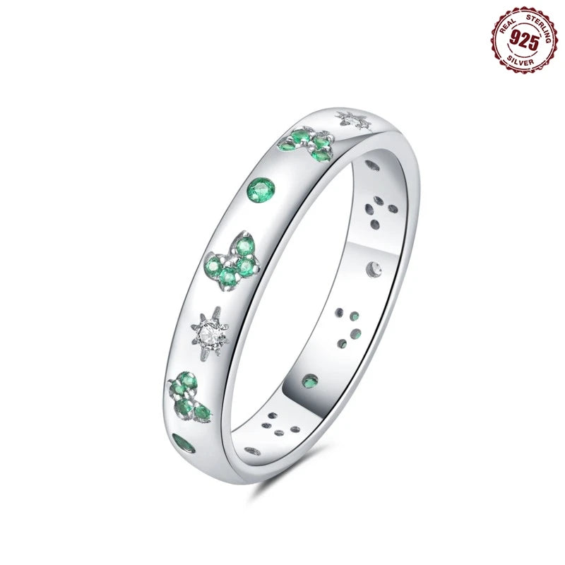 925 Sterling Silver Inlaid Full With Colorful Zirconium Butterfly Rings For Wedding Engagement Silver Rings Jewelry