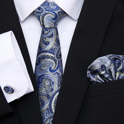 Tie Pocket Squares Cufflink Necktie Set