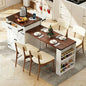 Extendable 76” Kitchen Island Cart — Power Outlet, Spice Rack, 2 Stoppers