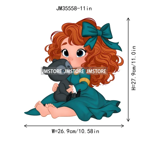 Love Cute Cartoon Little Baby Princess Girls Character Iron on DTF Transfers Washable Stickers Ready to Press for Clothes Bags