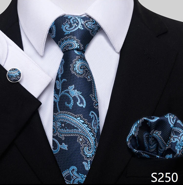 Necktie Pocket Squares Cufflink Set