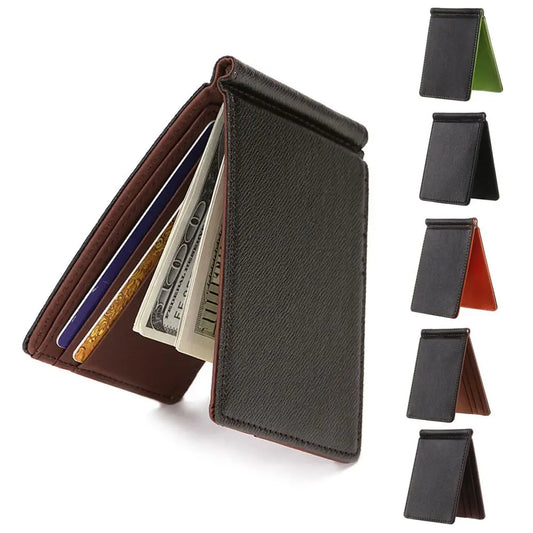 PU Leather Men Wallet ID Card Holder Money Clips Sollid Thin Wallet Short Skin Wallets Purses For Men Purses