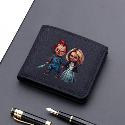 Child's Play Chucky Canvas Men Wallet Black/blue/gray Card Holder Male Money Bag bank Holder Short Purse Credit Card Case Bag