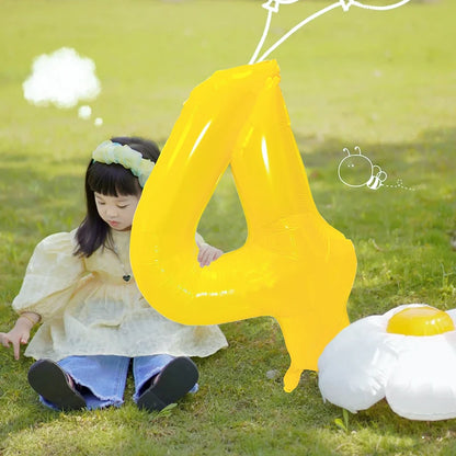 40‑Inch Yellow & White Macaron Daisy Number Foil Balloon