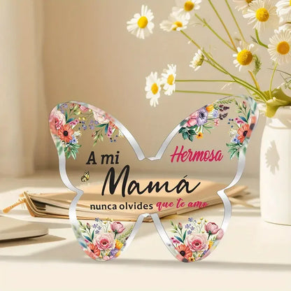 Spanish Mom Acrylic Butterfly Plaque – Mother’s Day & Birthday Desk Keepsake