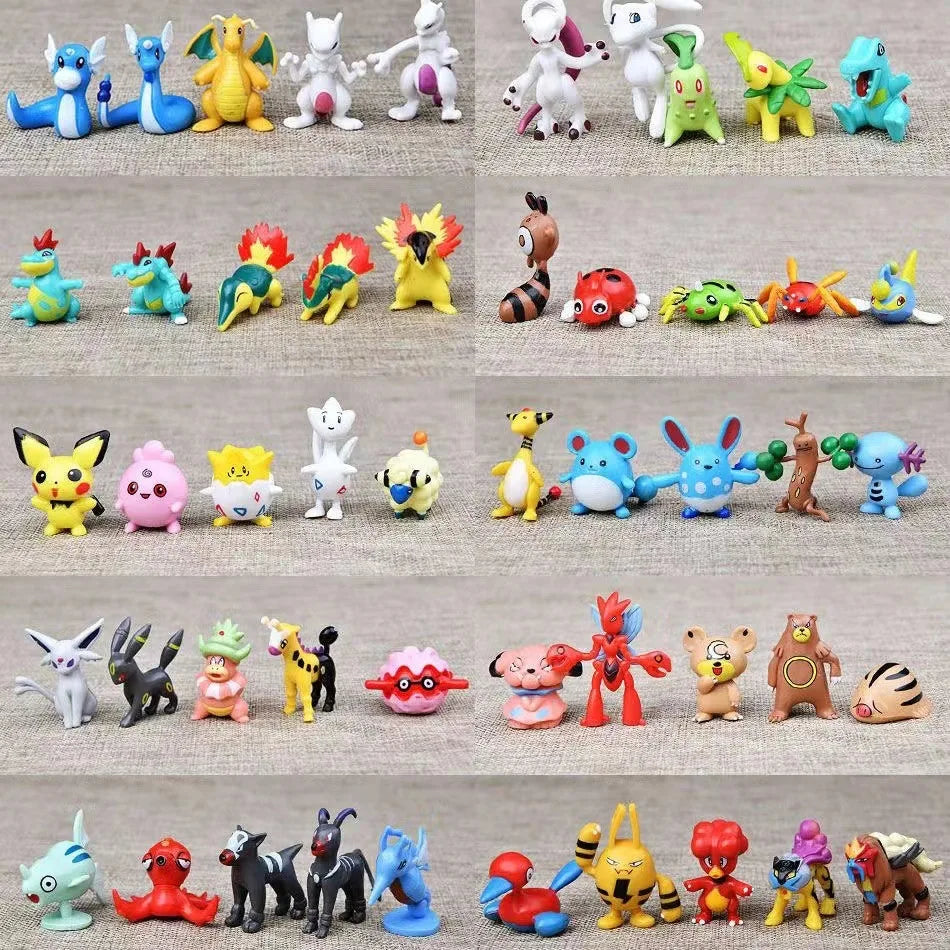 144pcs Pokemon Pikachu Action Figure Toys Mini Figures Model Toy Pikachu Anime Kids Doll Birthday Christmas Gifts