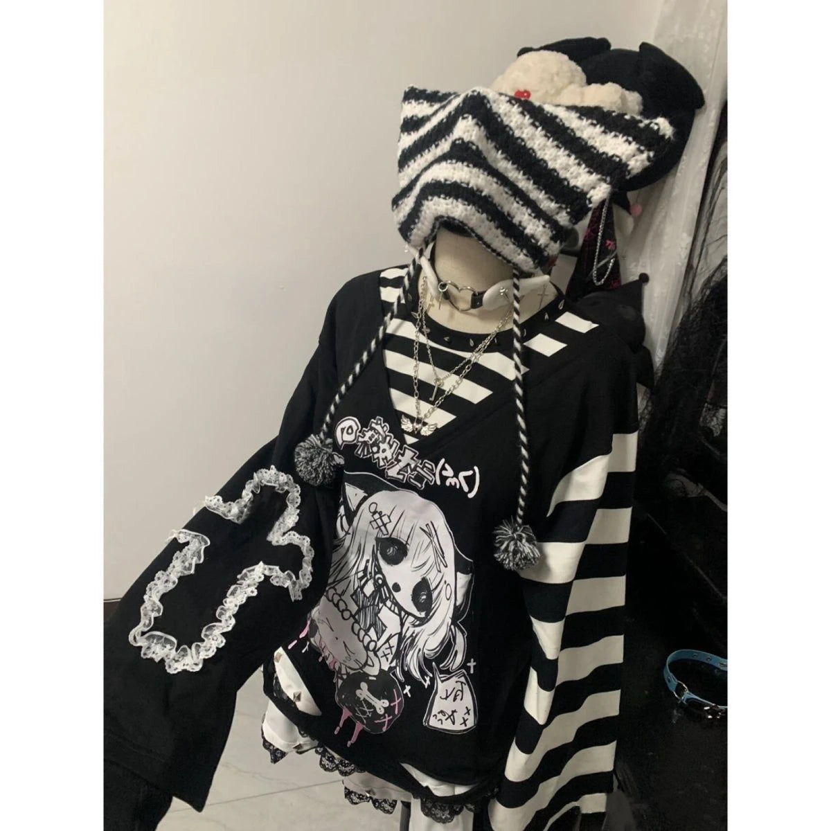 Subculture T Shirts Y2K Clothing Tees for Women  Gothic Punk Harajuku Gothic Unique T-shirts Fashion Japanese Kawaii Long Sleeve