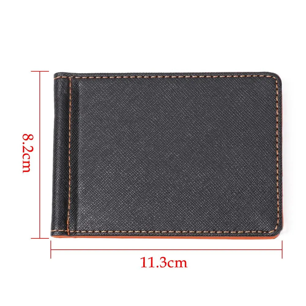 PU Leather Men Wallet ID Card Holder Money Clips Sollid Thin Wallet Short Skin Wallets Purses For Men Purses