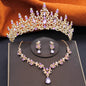 Elegant Party Birthday Bridal Wedding Crown Tiaras and Necklace Earrings 3 pcs Sets