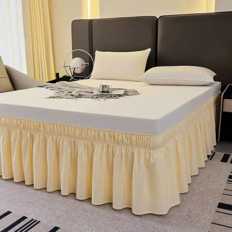 Pretty Comfort Ruffles Bed Skirts With Double Layers Elastic Belts-Wrinkle & Fade Resistant Fabric-15 and 18 Inch Height