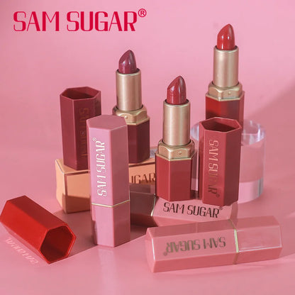 6 Colors Gold Bar Tube Lipstick Matte Texture Pearlescent Glitter Velvet Lipstick Valentine's Day Gift 1PCS
