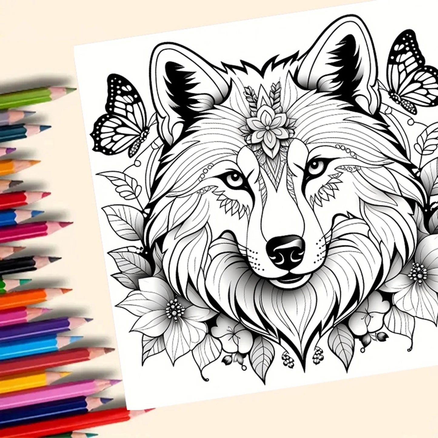 Wolf Pack Colouring Book for Adults - 20 Pages of Detailed Prairie Wolves, Therapeutic Art Therapy Coloring Book