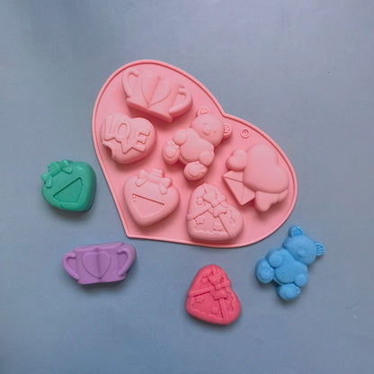 Angel Love Heart Shaped Silicone Chocolate Mold Cake Baking Tools Handmade Soap Candle Mould Valentine's Day Decorative Gift