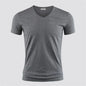 Men's Pure Color V Collar Short Sleeved T-Shirt