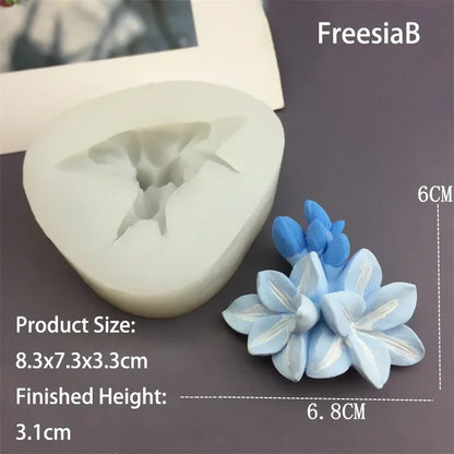 3D Flower Shape Fondant Mold Aromatherapy Candle Silicone Mold Cake Chocolate Decoration Baking Tool Craft Gifts Making Mould