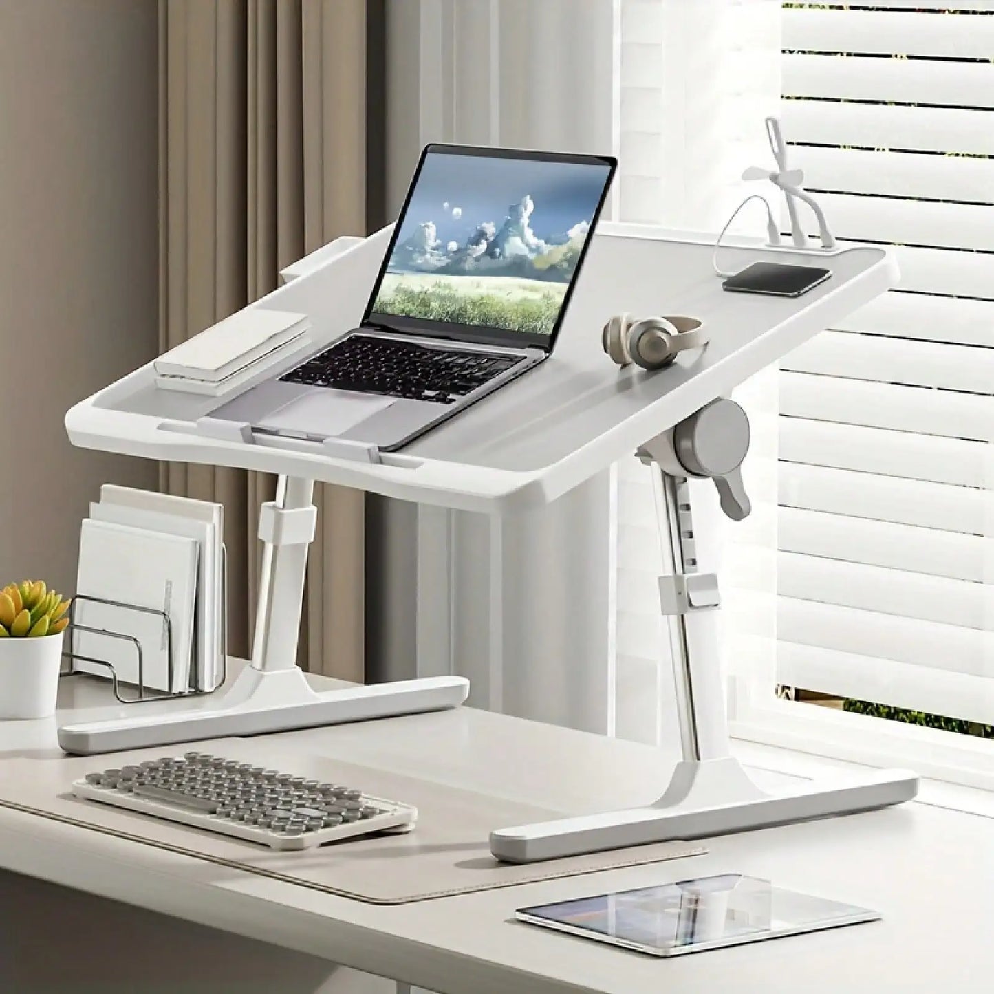 Adjustable Height And Angle Folding Desk, Home Office Computer Desk, Portable Laptop Desk Foldable Laptop Bed Tray Desk