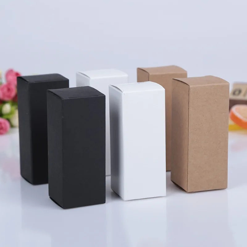 50pcs White Black Kraft Paper Tube Cardboard Boxes Essential oil bottle packaging box Blank Cosmetic Storage Box