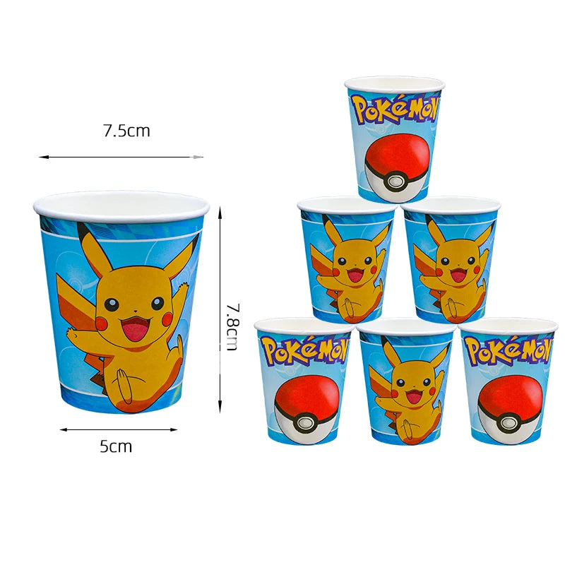 Pokémon birthday party decoration Balloon Disposable Tableware Tablecloth Straws Cup Plates Baby Shower Supplies