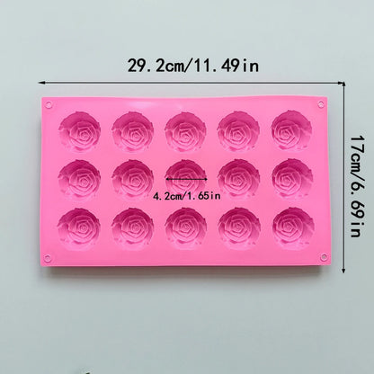 15 Cavity Rose Mold Silicone Chocolate Candy Mold DIY Dessert Pudding Cake Decoration Mould Rose Shape Ice Cube Making tools