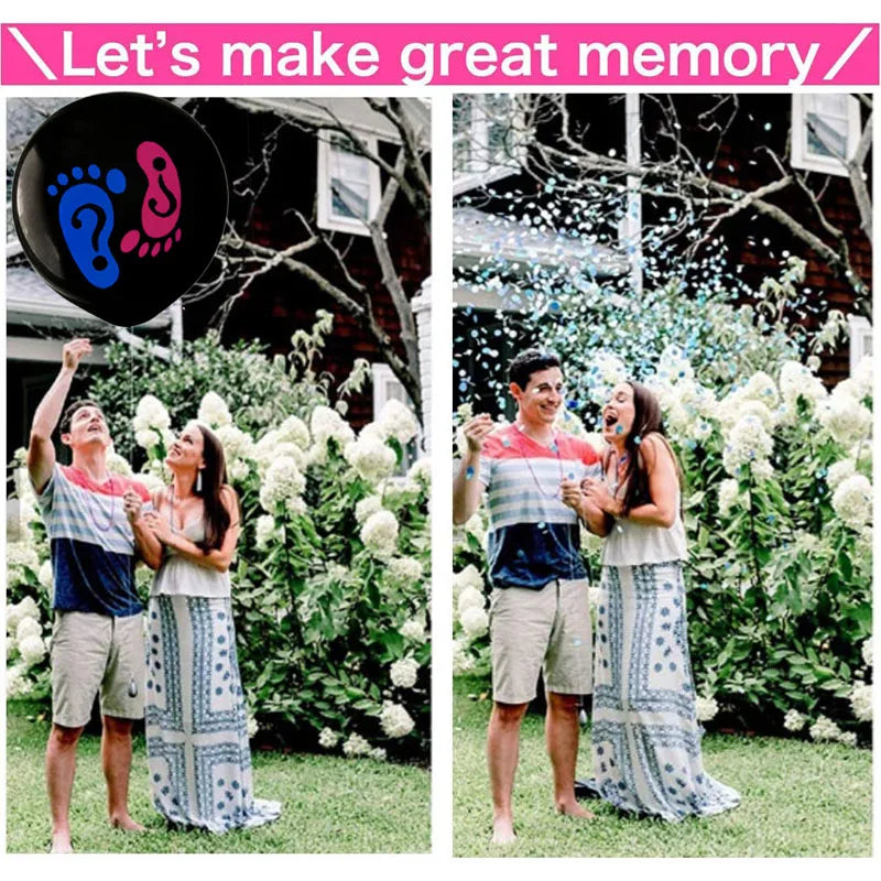 1 Set Giant Boy Or Girl Gender Reveal Black Latex Baby Shower Confetti Ballons