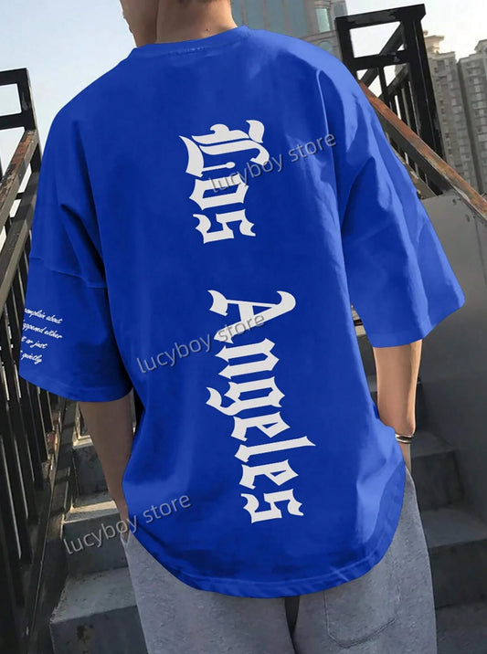 Men’s LOS ANGELES Print T‑Shirt – Loose Fit Short Sleeve
