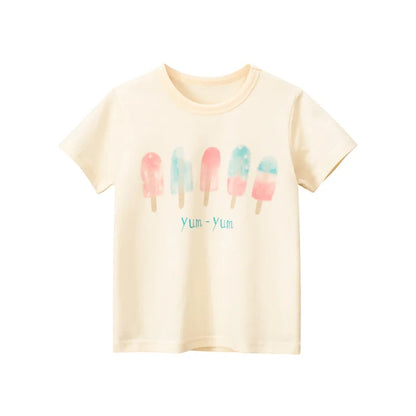 Short Sleeve Children Girl T-shirts Printed 2-8 Years Cotton Toddler Girl Tops Kids Baby Girl Tees Clothes