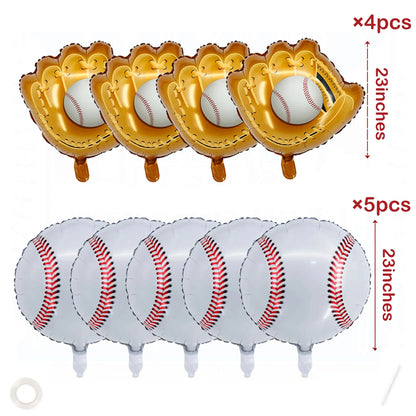 9pcs 23 Inch Baseball Party Decorations Sports Foil Balloons Birthday Baseball Theme Celebration Party Decorations