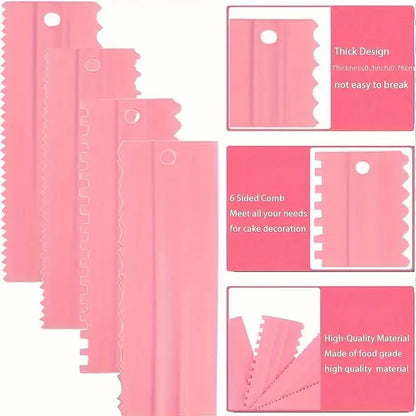 4‑Piece Cake Scraper Set – Icing Smoothers & Fondant Tools for Professional Baking