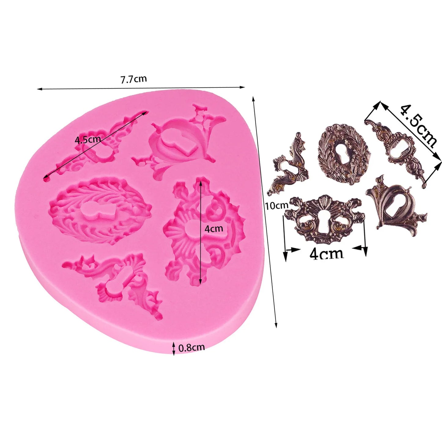 Lock Key Silicone Molds Fondant Chocolate clocks Mold Sugarcraft Clay DIY Baking Tool Cakes Cupcakes Decoration