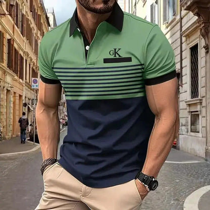 Men's Color Block Short Sleeve Shirt with Chest Pocket - Perfect for Summer Casual Wear