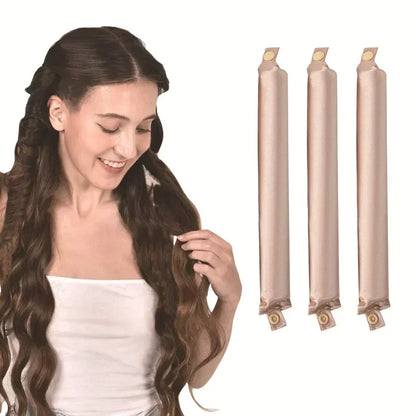 Heatless Satin Hair Curling Rod Headband – No‑Heat Soft Sleep Rollers for Effortless Lazy Curls