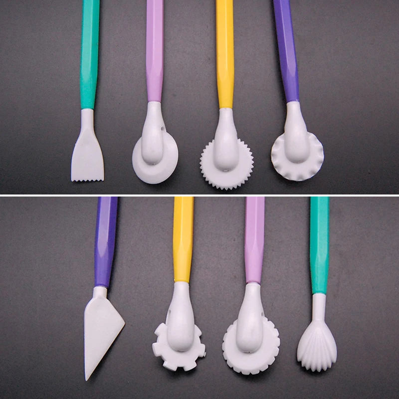 4 Pcs/set Fondant Cake Decorating Sugarcraft Making Wheel Embosser Cookie Cutter Tool Set