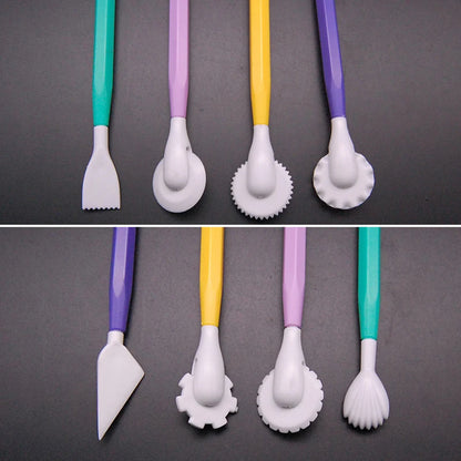 4 Pcs/set Fondant Cake Decorating Sugarcraft Making Wheel Embosser Cookie Cutter Tool Set