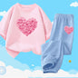 Teens Girls' 2-Piece Fashion Outfit: Princess Short Sleeve T-Shirt and Long Pants Tracksuit Set