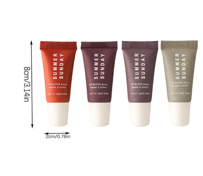 4-piece Lip Gloss Set Complete, Exquisite, Practical, Comfortable, Moisturizing, Natural, Portable Makeup Set