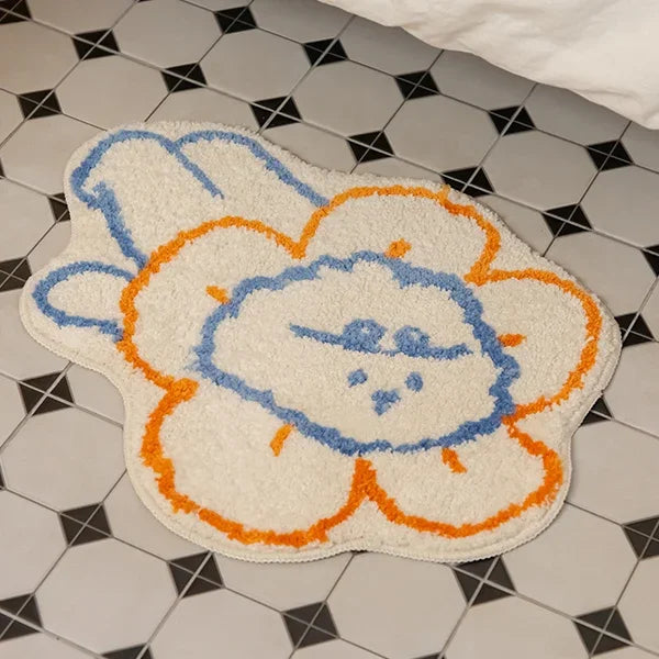 Soft Cartoon Imitation‑Cashmere Floor Mat for Bedroom, Bathroom & Home Décor
