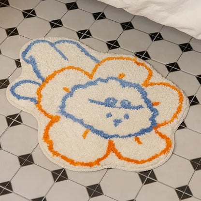 Soft Cartoon Imitation‑Cashmere Floor Mat for Bedroom, Bathroom & Home Décor