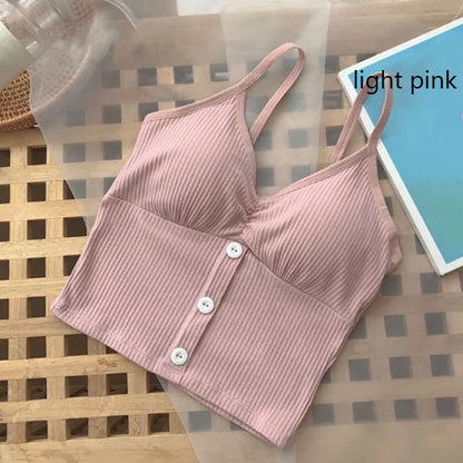 Women Knitted Tank Top Strap Vest Crop Top Chest Wrap Pure Cotton