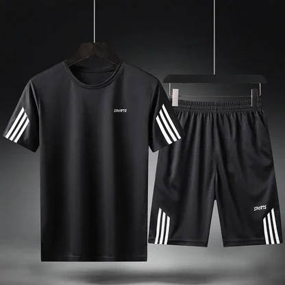 Men's Short-Sleeved Shorts and Loose Quick Drying Breathable T-Shirt /Short Set