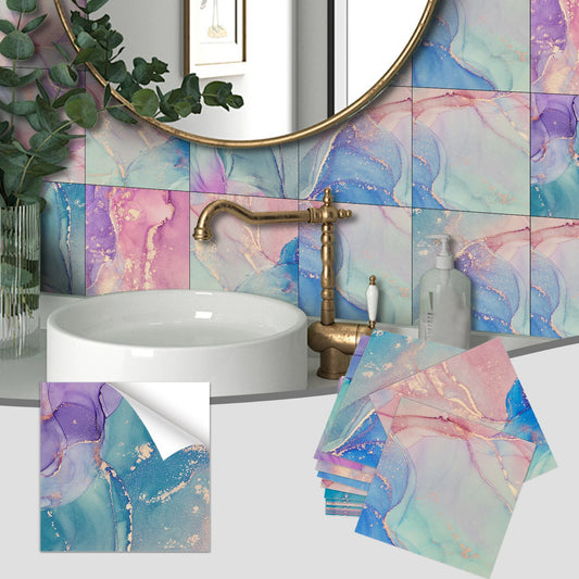 8‑Piece Marble Tile Wall Stickers – Waterproof Self‑Adhesive PVC Décor for Kitchen & Home