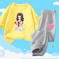 Teens Girls' 2-Piece Fashion Outfit: Princess Short Sleeve T-Shirt and Long Pants Tracksuit Set