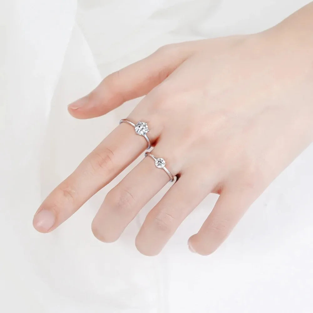 Trumium 0.5/1 Ct D Color Moissanite Ring For Women Diamond moissanite Rings s925 Silver Engagement Wedding Bands Fine Jewelry
