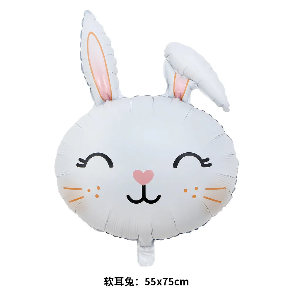 Cute Cartoon White Bunny Aluminum Foil Balloons Rabbit Happy Easter Party Decoration Supplies Children Favor Birthday Party Gift
